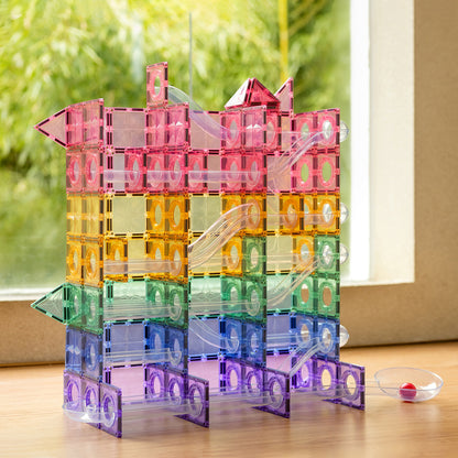 Connetix 106 pièces Pastel Ball Run Pack, Marble Run - Blocs de construction magnétiques