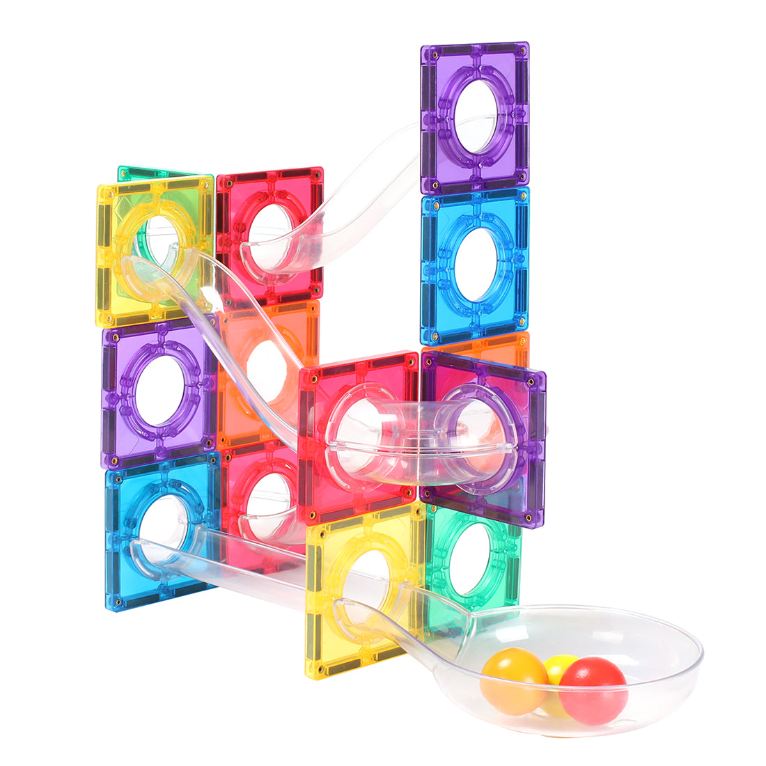 MNTL Magnetic Tiles 100 Teile Ball Run Rainbow Pack - Magnetische Kugelbahn