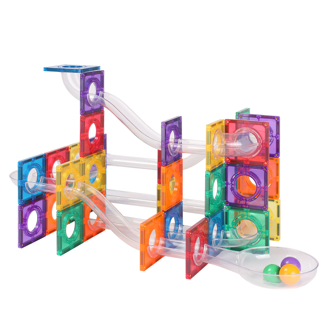 Connetix 106 pièces Pastel Ball Run Pack, Marble Run - Blocs de construction magnétiques