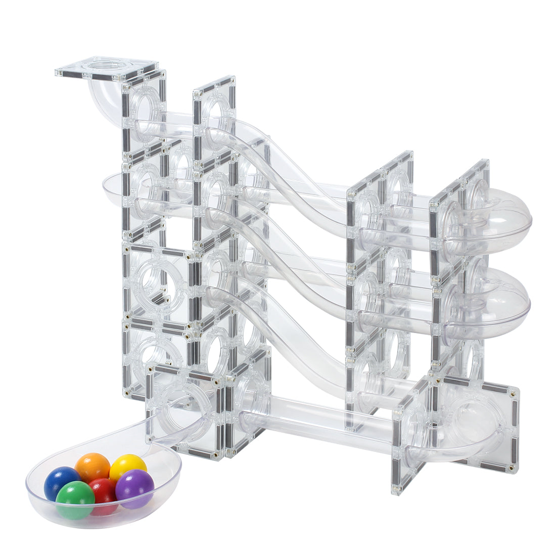 MNTL Magnetic Tiles 120 Teile Ball Run Transparent Pack - Magnetische Kugelbahn