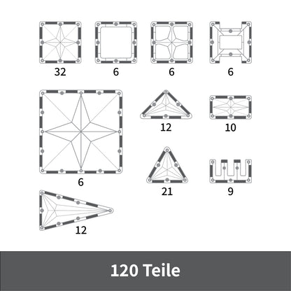 MNTL Magnetic Tiles 120 Teile Ice Pack - Magnetische Bausteine