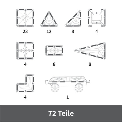 MNTL Magnetic Tiles 72 Teile Kreativ Rainbow Pack - Magnetische Bausteine