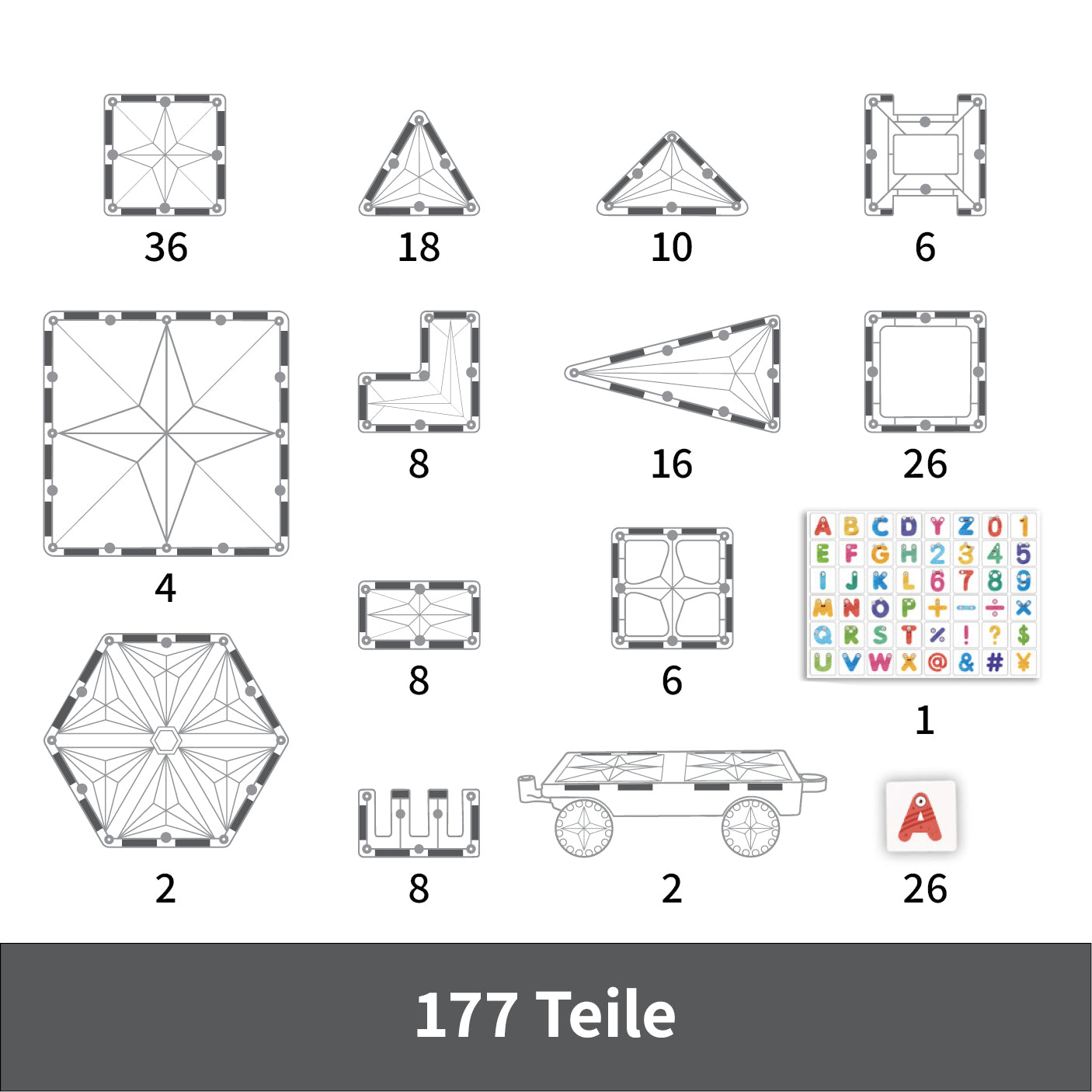 MNTL Magnetic Tiles 177 Teile Mega Pastell Pack - Magnetische Bausteine