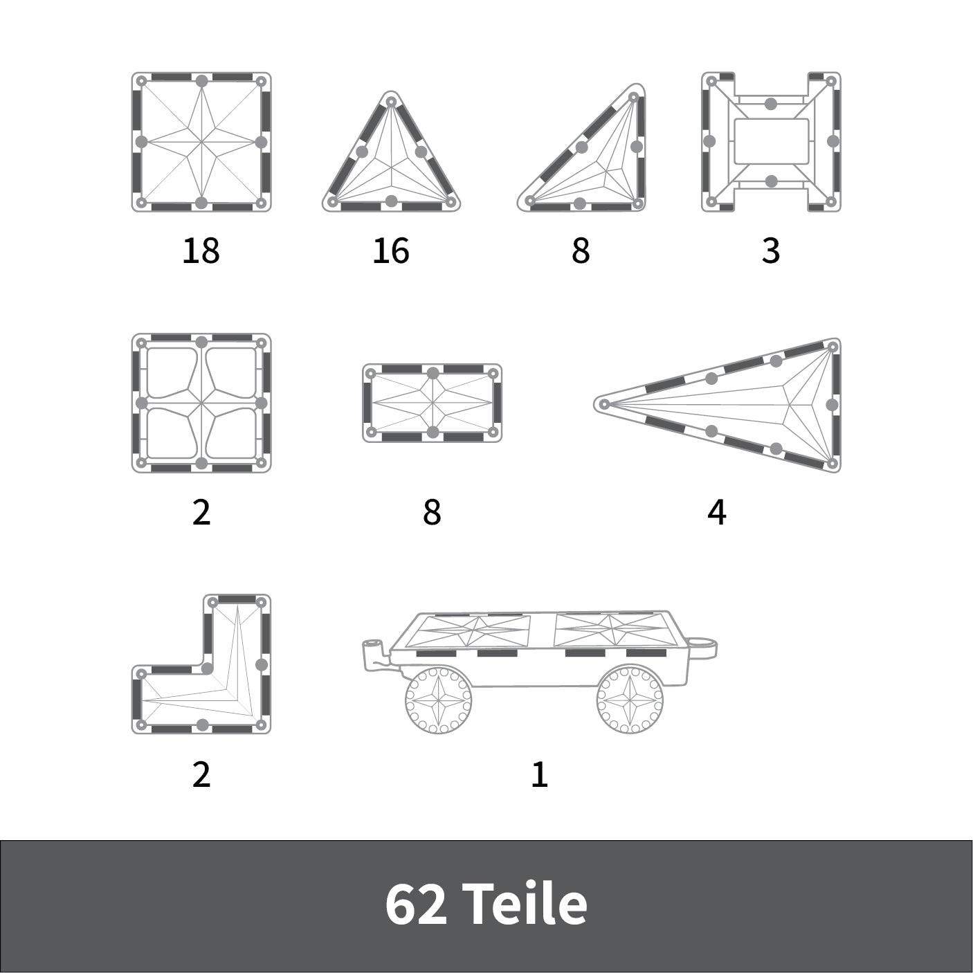 Pack de démarrage Connetix 62 pièces - Blocs de construction magnétiques