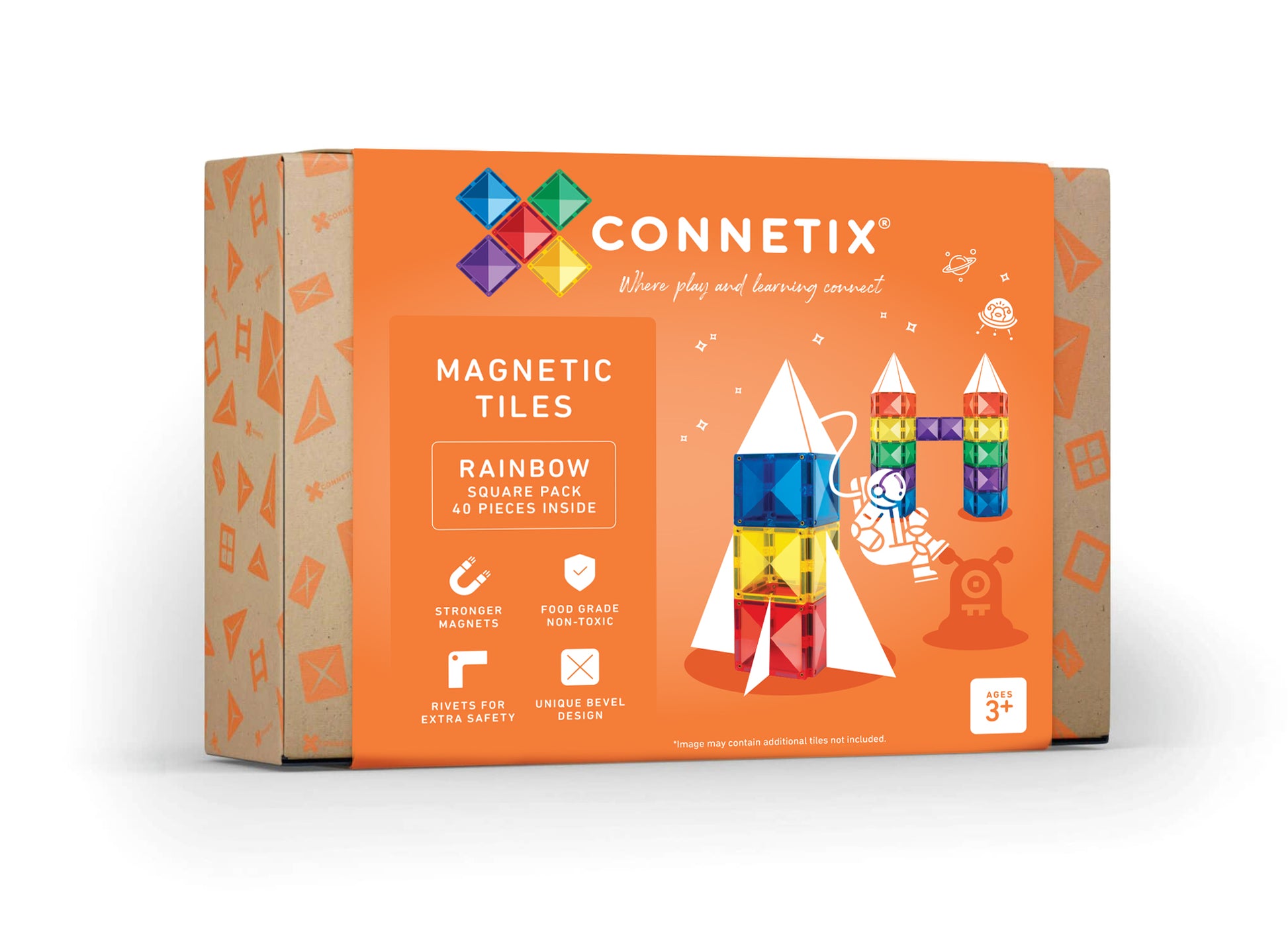 Blocs de construction magnétiques Connetix Tiles 40 Piece Pastel Square  Pack