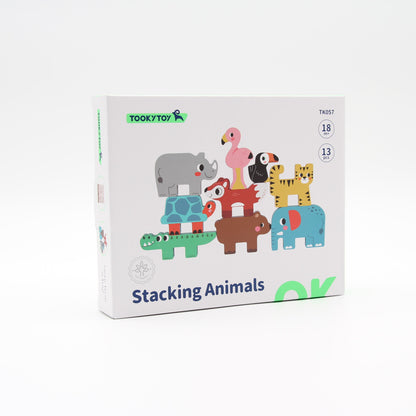 Tooky Toy Stapelspiel, Tiere stapeln und balancieren - nachhaltiges Holz, TK057