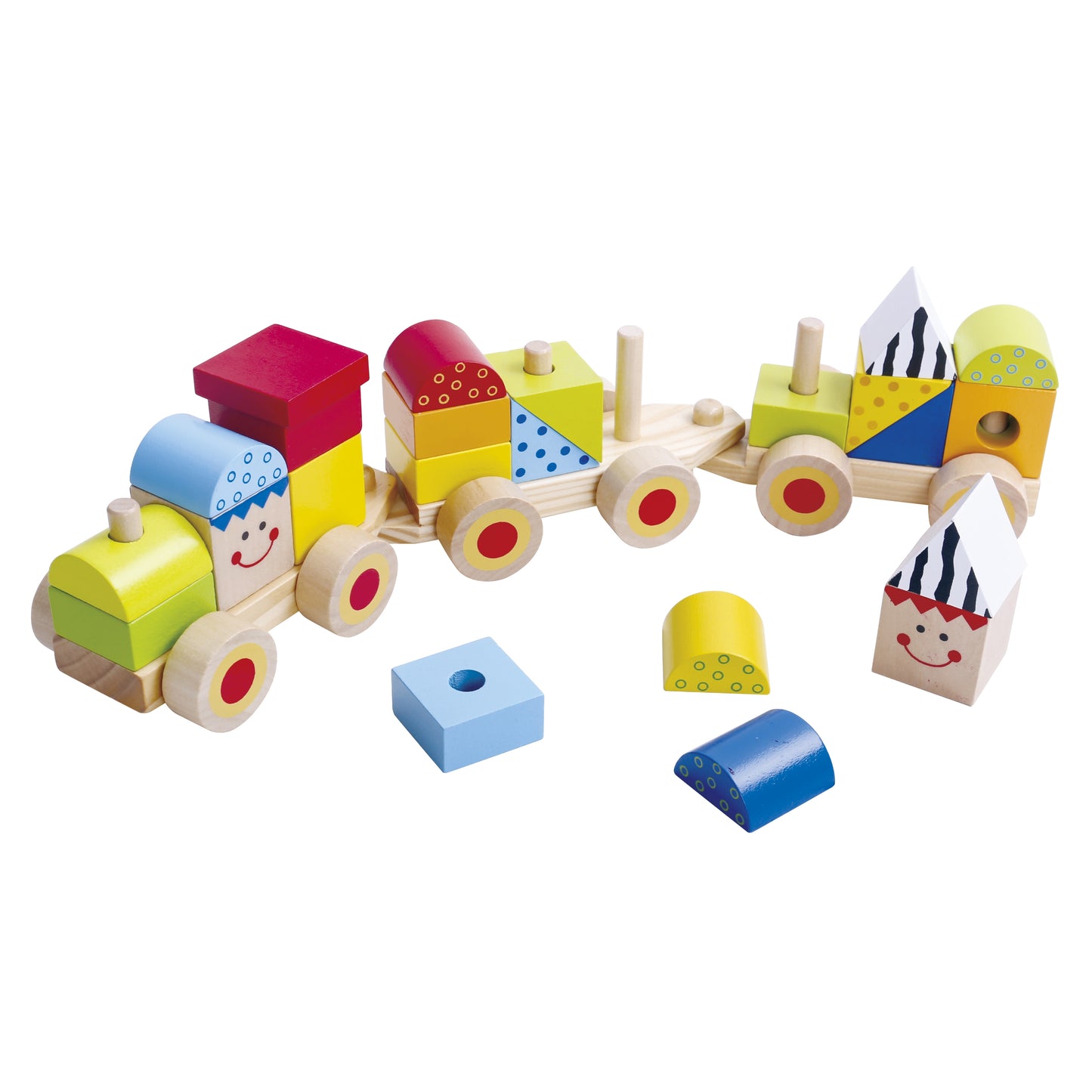 Tooky Toy Stapelspiel Zug-Set - nachhaltiges Holz, TKB383