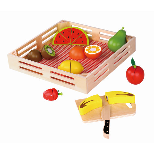 Tooky Toy Obst mit Brett und Messer - nachhaltiges Holz, TKI014