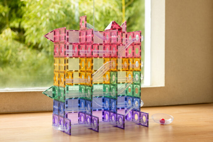 MNTL Magnetic Tiles 80 Teile Ball Run Pastell Pack - Magnetische Kugelbahn – Bild 3