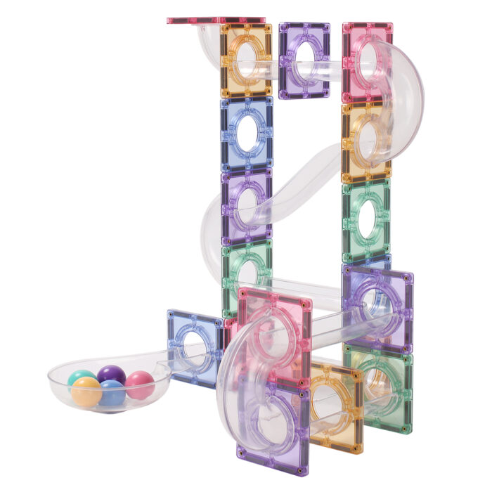 MNTL Magnetic Tiles 80 Teile Ball Run Pastell Pack - Magnetische Kugelbahn – Bild 6