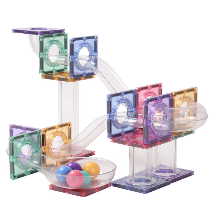 MNTL Magnetic Tiles 80 Teile Ball Run Pastell Pack - Magnetische Kugelbahn – Bild 5