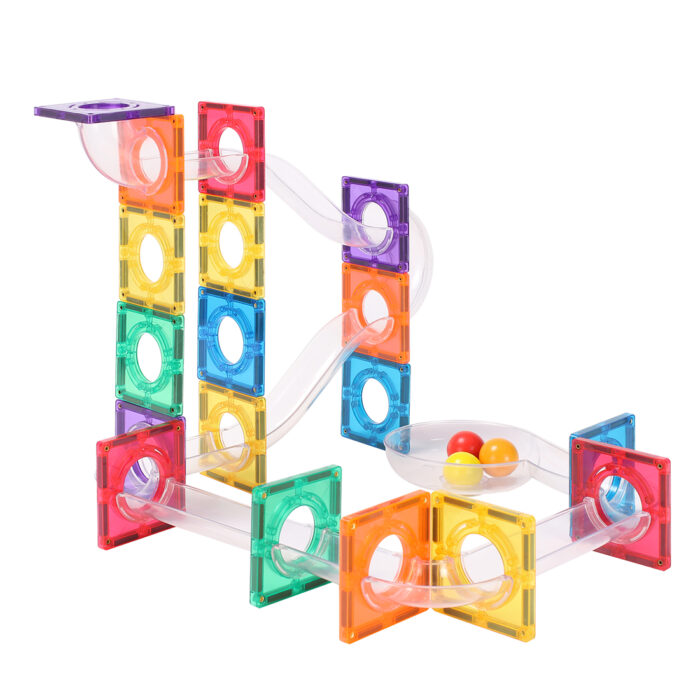 MNTL Magnetic Tiles 100 Teile Ball Run Rainbow Pack - Magnetische Kugelbahn – Bild 5