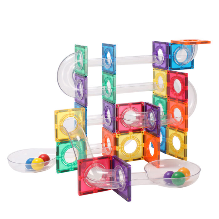 MNTL Magnetic Tiles 100 Teile Ball Run Rainbow Pack - Magnetische Kugelbahn – Bild 7
