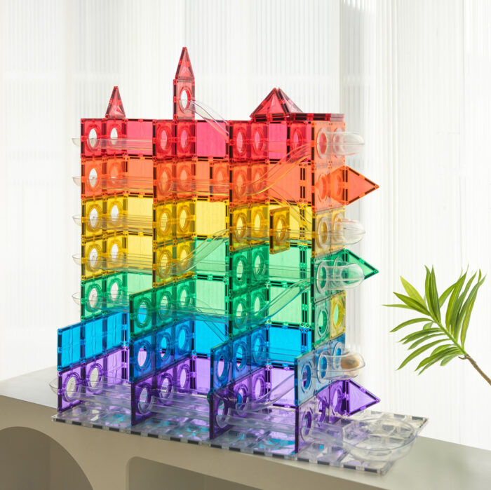 MNTL Magnetic Tiles 100 Teile Ball Run Rainbow Pack - Magnetische Kugelbahn – Bild 2