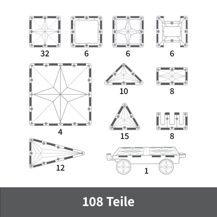 MNTL Magnetic Tiles 108 Teile Pastel Pack - Magnetische Bausteine – Bild 5