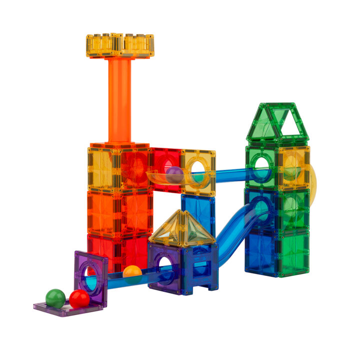 MNTL Magnetic Tiles 212 Teile Family Pack + Ball Run - Magnetische Bausteine - Magnetische Kugelbahn – Bild 6