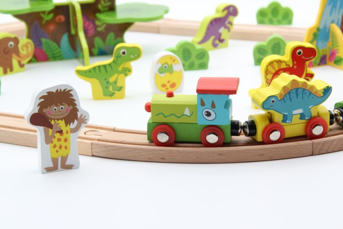 Tooky Toy Zug-Set Dinosaurier - nachhaltiges Holz, TKI054 – Bild 3