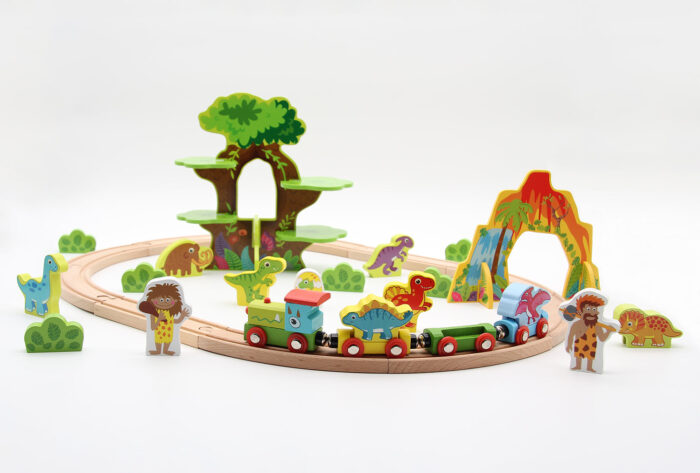 Tooky Toy Zug-Set Dinosaurier - nachhaltiges Holz, TKI054 – Bild 2